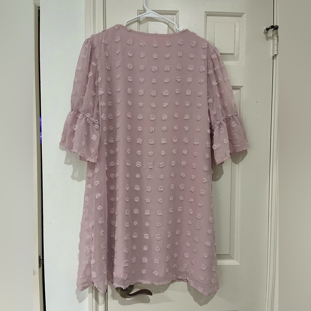 Blooming Jolly NWT Chiffon Dusty Pink V-Neck Mini Dress size XL - Picture 4 of 8